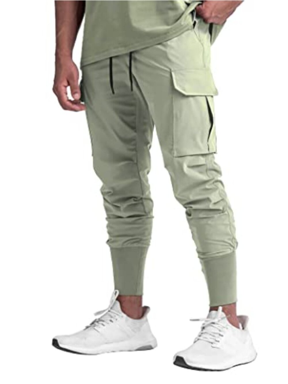 Men's High-Ribbed Cargo Workout Jogger Pants Stretchy Running Gym Pants with